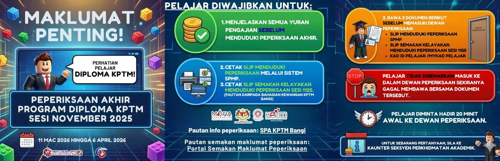Makluman Peperiksaan Akhir Program Diploma KPTM Sesi 1125